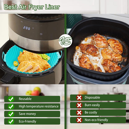 3 Pack Air Fryer Silicone Liners, 8Inch Airfryer Liners, AirFryer Basket Liner, Reusable Food Grade Air Fryers Basket Pots Oven Liner Baking Tray, Air Fryer Silicone Mat Accessories Kitchen