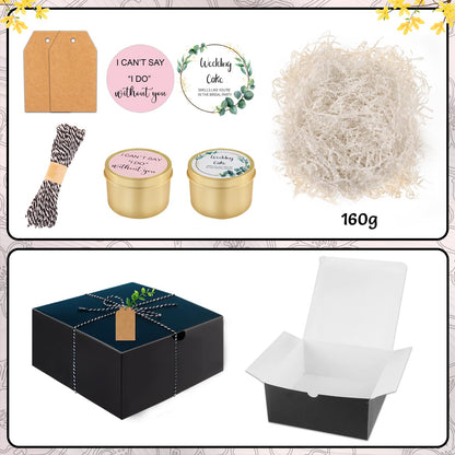 CITYCHALET 73Pcs Bridesmaid Gifts Set of 6 Black,Maid of Honor Proposal Gift Boxes Set,Cosmetic Bag Scented Candle Jewelry Box Metal Hair Clip Knot Bracelet Bachelorette Party Bridal Shower