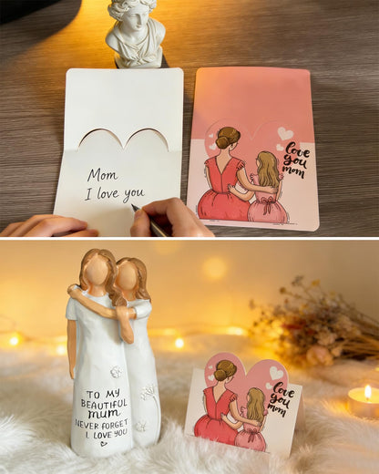 Weflye for Mom Figurine, Hand-Painted Resin Sculpture from Daughter with Heartfelt Cards, Gifts for Mom, Sentimental Keepsake for Birthday Christmas Mother of the Bride
