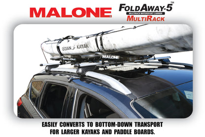 Malone Foldaway-5™ Multi-Rack Folding 1 or 2 Kayak, SUP, Canoe Carrier, Black (MPG125)