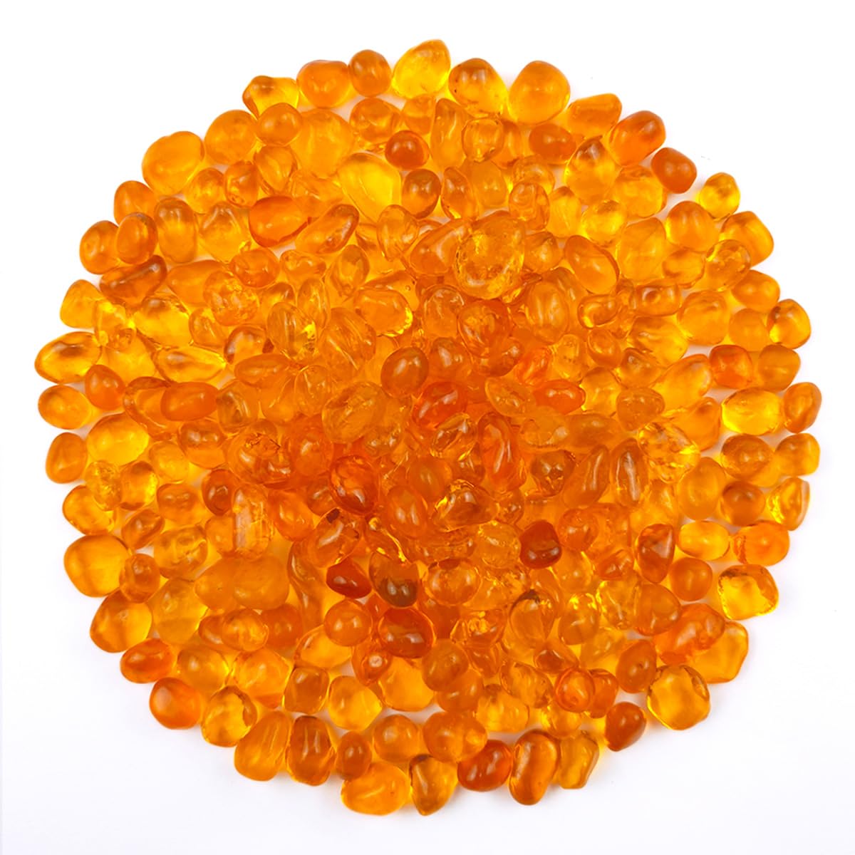Glass Stones, 1Lb/460g Irregular Sea Glass Pebbles Non-Toxic Artificial Crystal Stones for Vase Filler/Aquarium Decoration/Gems Displaying/Wishing Bottle Making, Orange