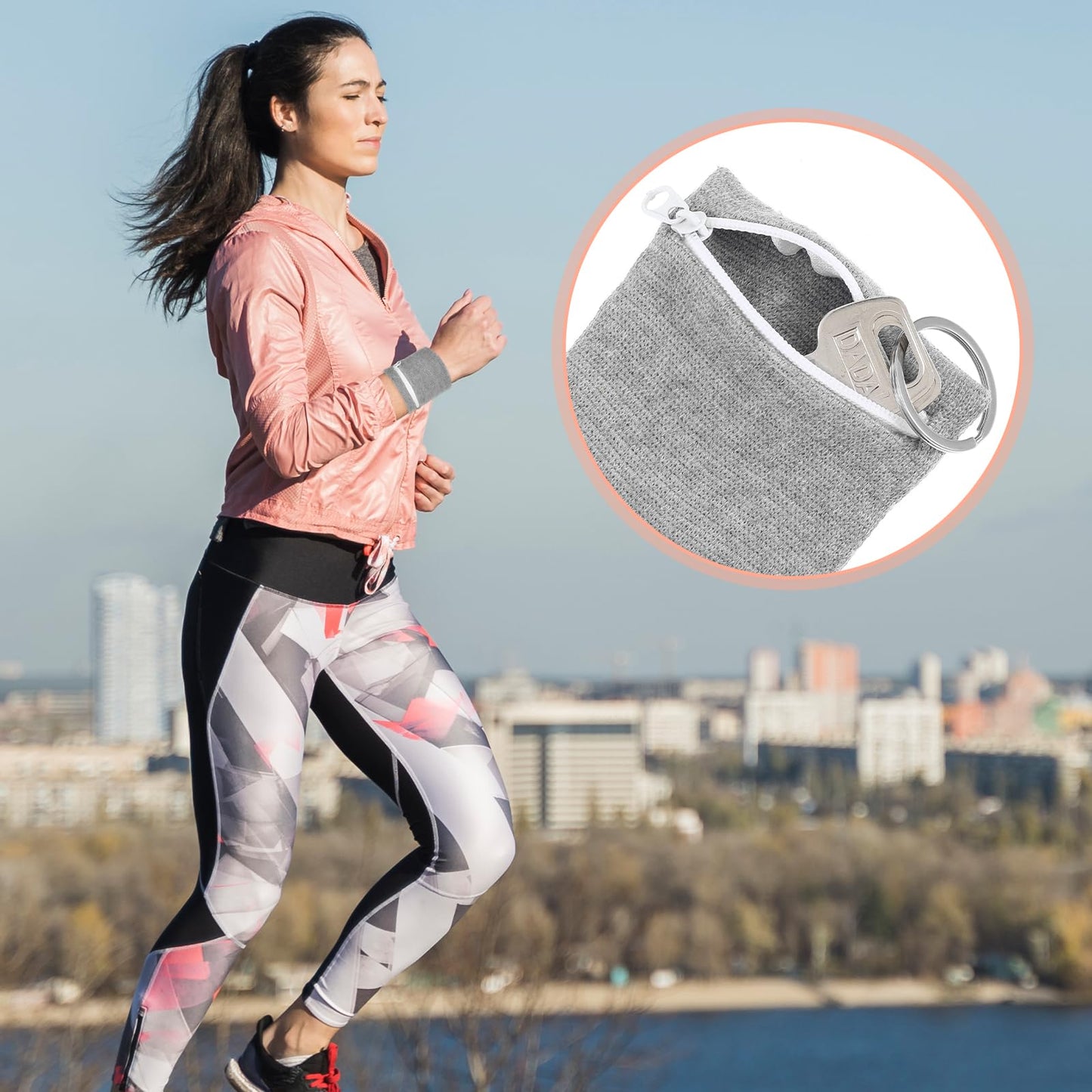 4Pcs Wrist Wallet, Mabor Wrist Sweat Bands with Zipper Light Pocket Sports Absorb Sweat Wristbands for Women Men Gym Sports Running Walking for Storage Key Card Cash