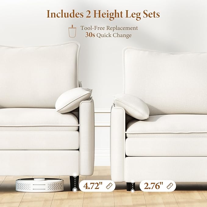 Vesgantti 142" Cloud Couch Sectional Modular Sofa, Comfy Sectional Couch
