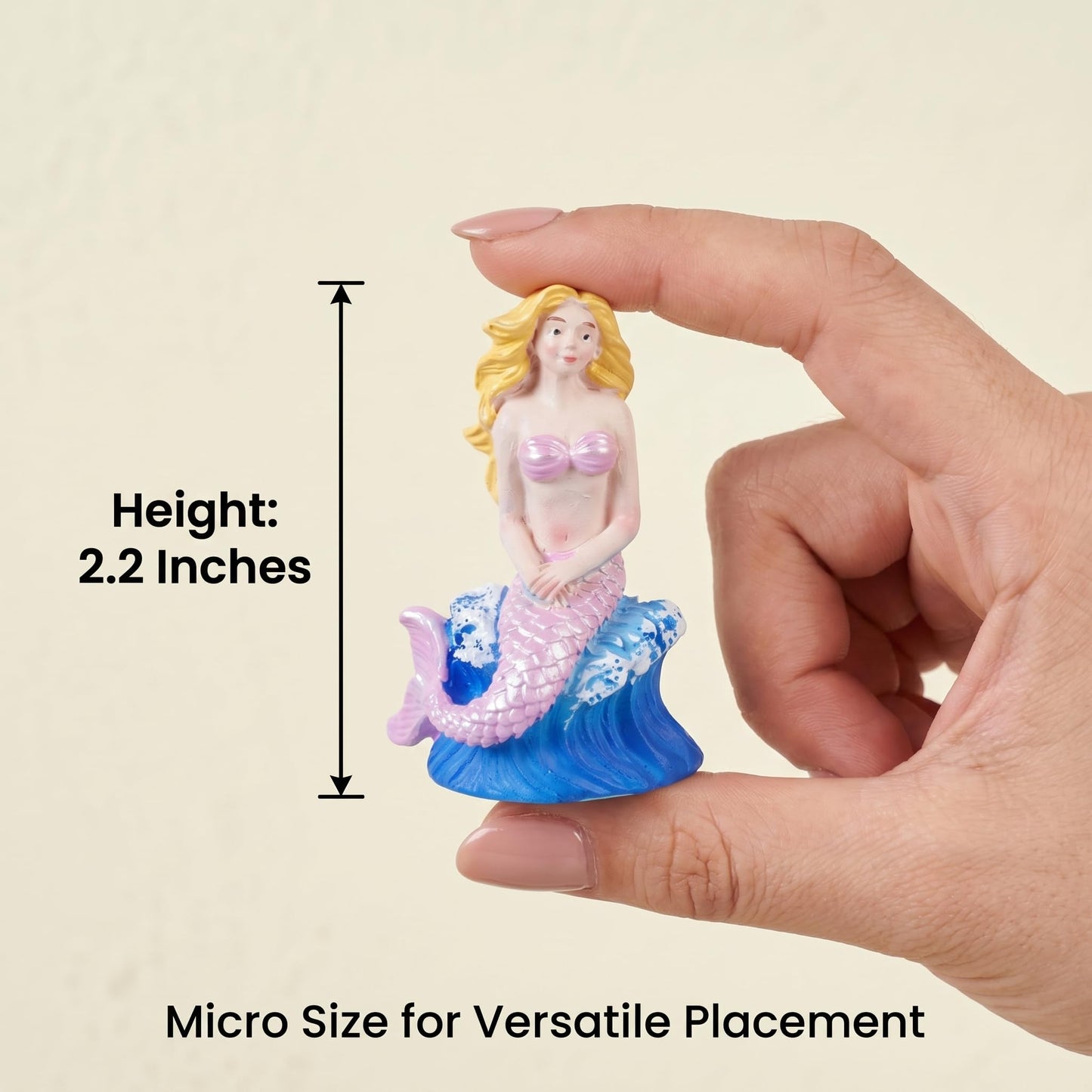 Brizoria Mermaid Decor Set of 3 Mermaid Figurines Sitting Resin Mermaid Statue Pink Tail Blonde Hair Coastal Beach Tabletop Aquarium Fish Tank Home Bathroom Decoration