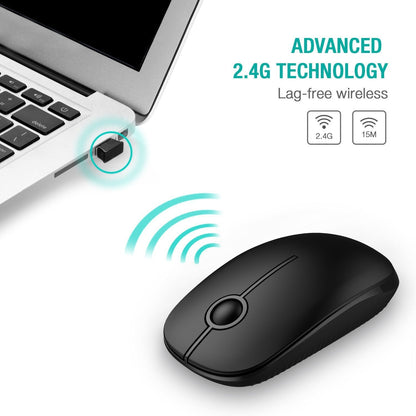 VssoPlor Wireless Mouse, 2.4G Slim Portable Computer Laptop Mouse with Nano Receiver Quiet Silent Optical Mice for Notebook, PC, Laptop, Computer-Black and Gold