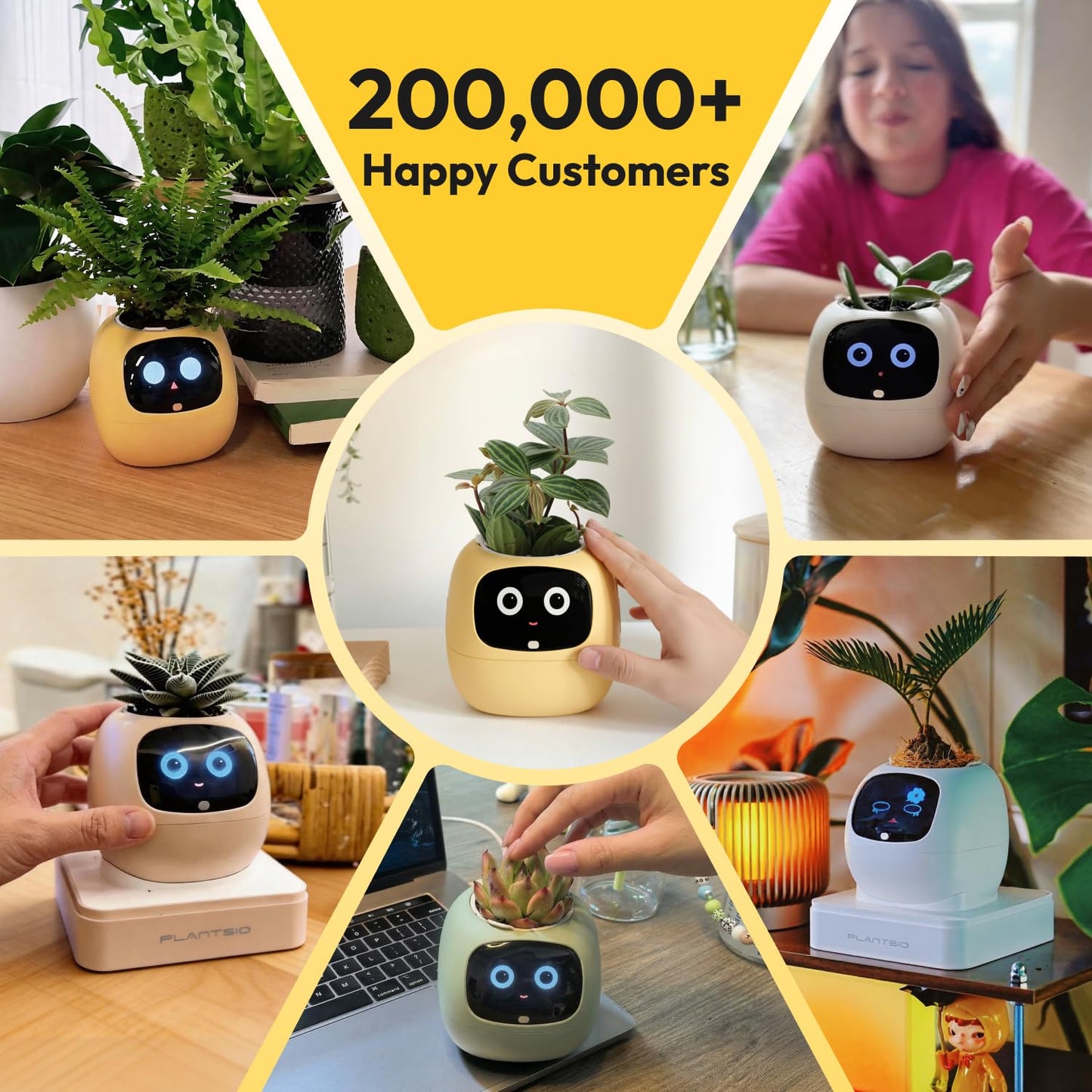 PLANTSIO Ivy Interactive AI Desk Companion, Smart Plant Pet with 100+ Expressions, Cute Indoor Planter for Office Decor, Unique Gift for Plant Lovers & Coworkers(Ivory)
