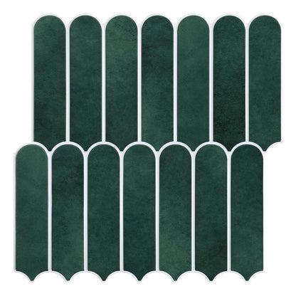 COMSTICKC Matte Dark Green Peel and Stick Tiles, 3D Wall Stickers, 10 Sheets, Ultra-Light Thin PVC Wall Panels 3D Fish Scale Stick on Tile Sticker Backsplash Kitchen Bathroom, 12"X12"
