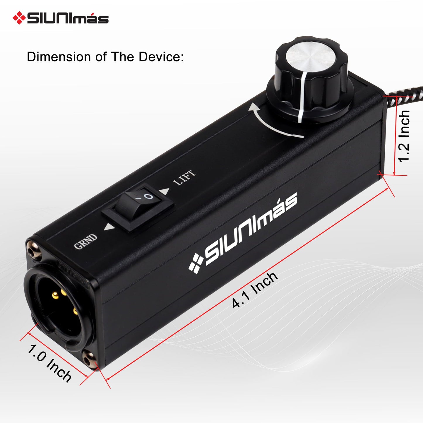 SIUNIMAS Pro 01A AUX to XLR 3Pin Noise Isolation Direct Box with Volume Controller and Grounding Switch Build-in Nylon Braided Cord Length 3.5ft Quality Durable 3.5mm AUX Plug (Pro 01A AUX-XLR)