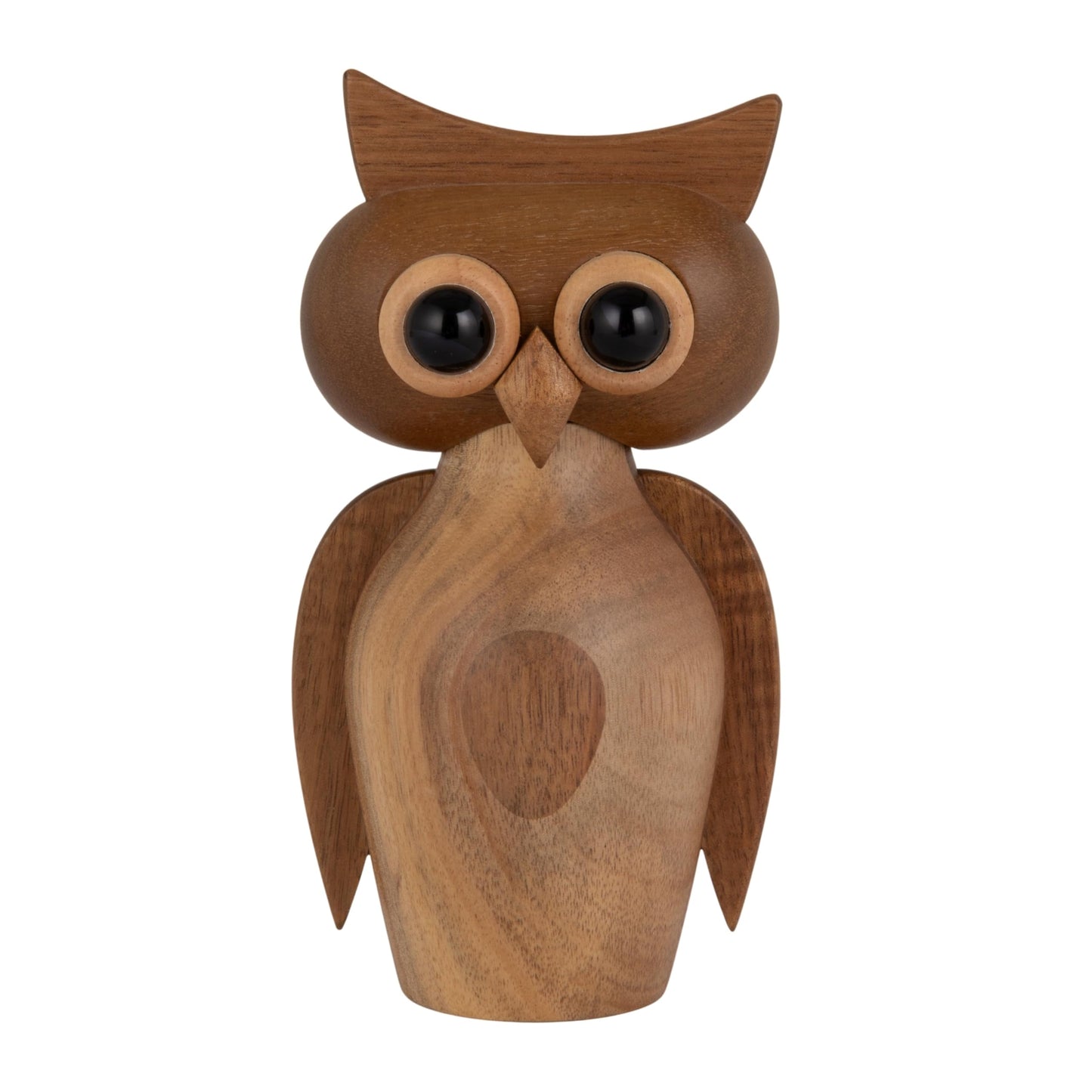Creative Co-Op Acacia Wood Owl Shaped Salt and Pepper Mill, Natural and Black Finish