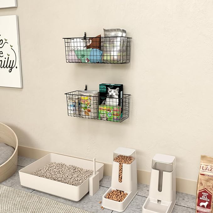 2 Sets Extra Large Hanging Wall Basket, WallmountedFruit Vegetable Toy Snack