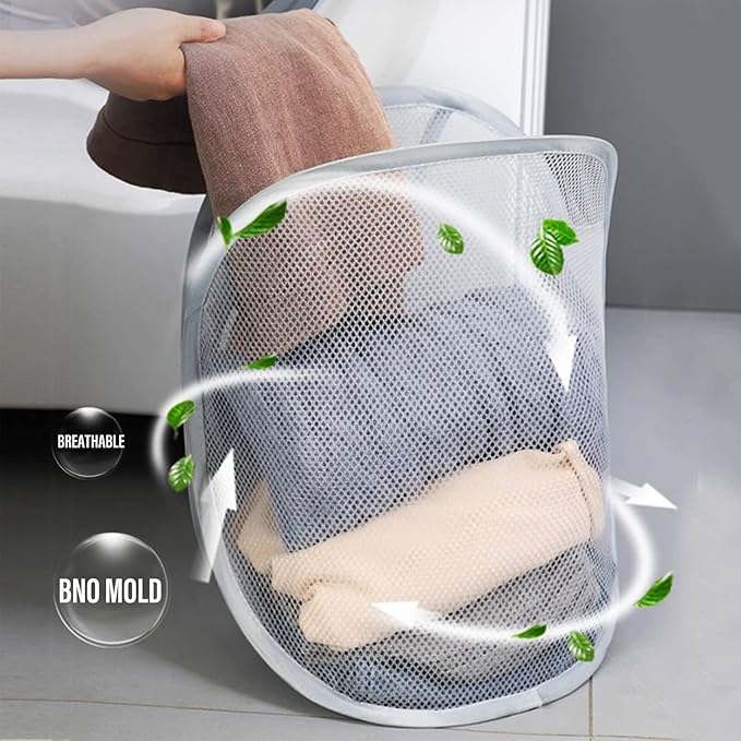3 Pieces Hanging Laundry Hamper Foldable Mesh Hamper Dirty Cloth Basket