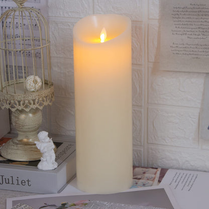Mavandes 10x30cm Flameless Flickering Candles with Remote,Real Wax LED Battery Operated Pillar Candles with Timer,Ivory Long Lasting Fake Electric Moving Wick Flameless Candles for Home Decor