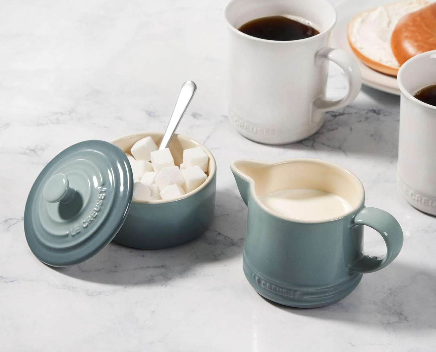 Le Creuset Stoneware Signature Cream & Sugar Set, Sea Salt
