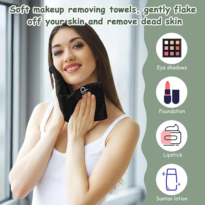 Shimeyao 20 Pack Makeup Towels Black Makeup Washcloths