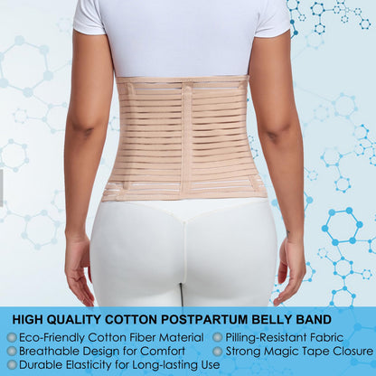Postpartum & Post Surgery Abdominal Binder. Postpartum Belly Band Support Recovery after C-Section, Natural Birth, Hysterectomy, Hernia Belt (Beige,L)