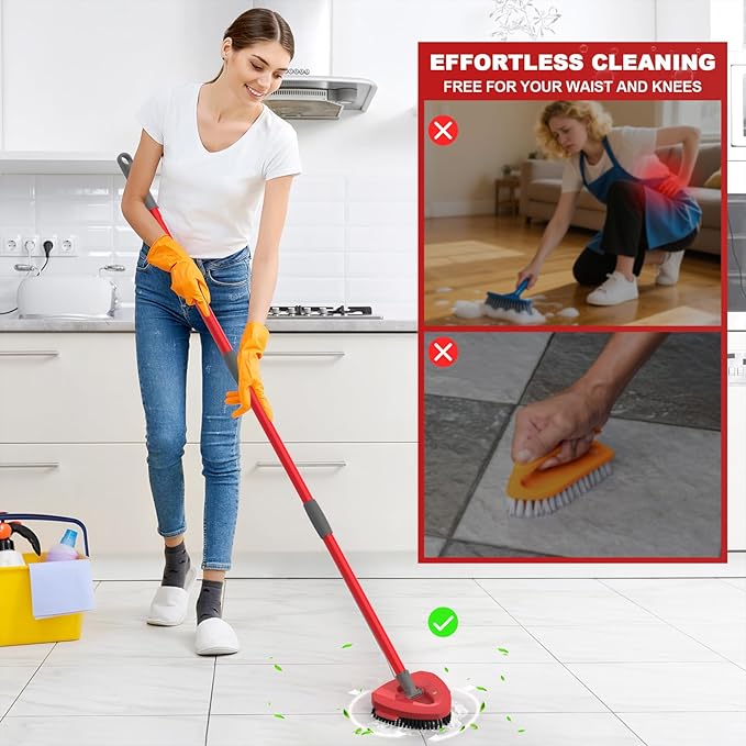 Aifacay Scrub Brush Head for O-Cedar EasyWring Spin Mop, Full-Bristle
