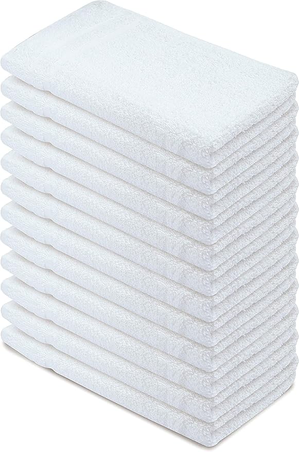 Basic Hand Towels 16x26 Inches – Pack of 12 – White Color – Soft and Absorbent