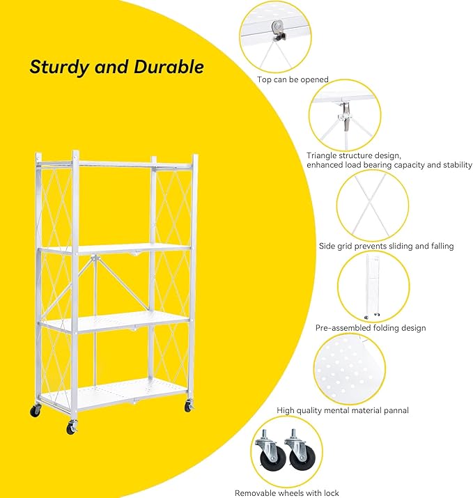 BRIAN & DANY 4-Tier Foldable Storage Shelves
