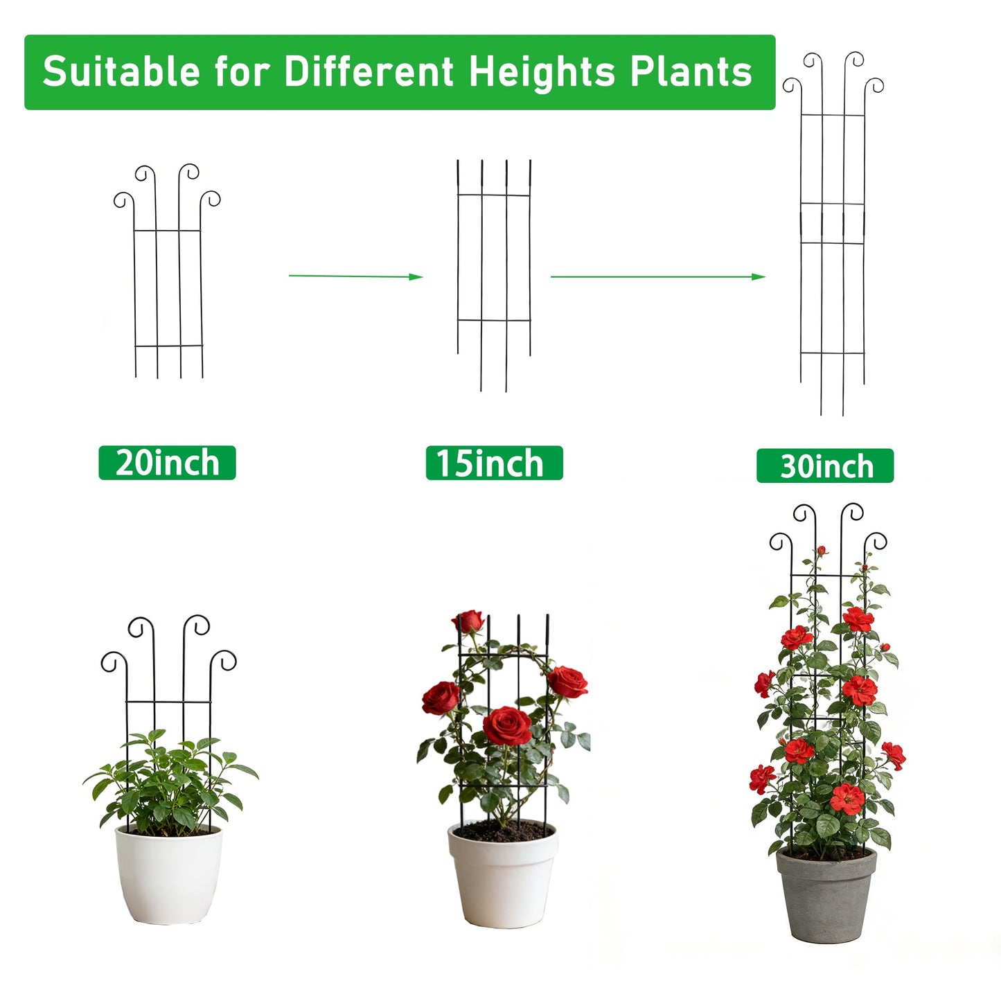 32.6inch Plant Trellis for Pot Climbing Plants Indoors & Outdoor, Garden Trellis for Potted Plants, Rust-Proof Metal Sturdy Yet Gentle Climbing Stakes Support for Ivy Pothos Hoya Monstera (6pcs)