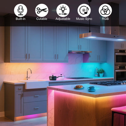 Smart Led Strip Lights,Offline Voice Control RGBW Light Strip No App Required, Music Sync Dimmable Color Changing 10 Voice Commands with Warm White, Perfect for Bedroom Basements Kids Room Gaming