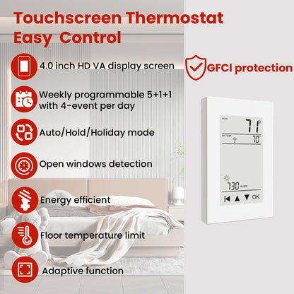 15 sqft HEATIT Warmmat Electric Radiant Self-adhesive Floor Heat Heating System & ET-72 Thermostat & Alarm Monitor