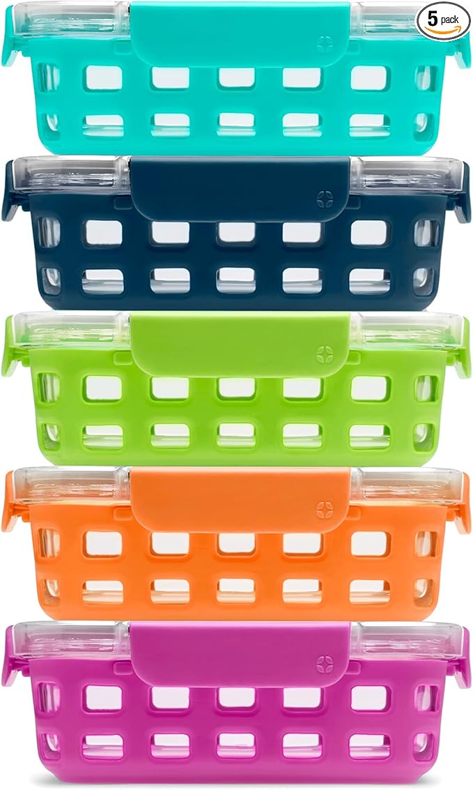 Ello Duraglass 3.4 Cup Meal Prep Sets 10Pc, 5 Pack Set- Glass Food Storage