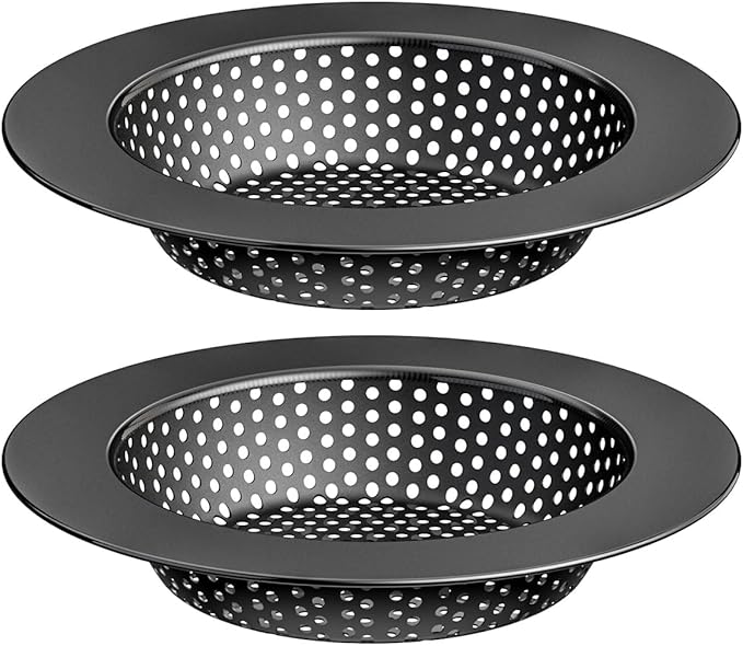 Black Kitchen Sink Drain Strainer, Sink Drain Cover, Food Catcher, Large Wide