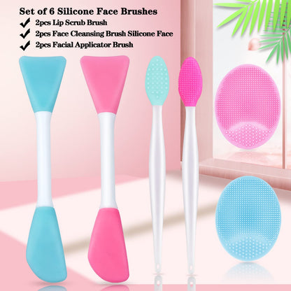 5PCS Silicone Scrubber Set, Lip & Face Cleansing Brush and 2PCS Exfoliating Face Brush for Men & Women
