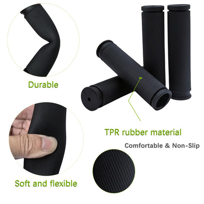 TIKBRO Bike Handlebar Grips 2 Pairs Comfortable Anti-Slip Rubber Mountain Bicycle Handle Grips for MTB BMX