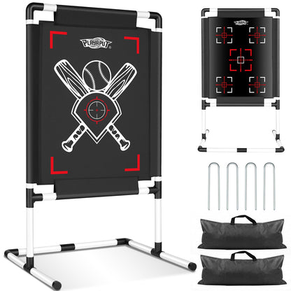 Dual-Sided Baseball Strike Zone Target,Adjustable Height Pitching Strike Zone Trainer for Pitching,Throwing Practice, Includes Stakes,Sandbags & Carry Bag for Indoor & Outdoor