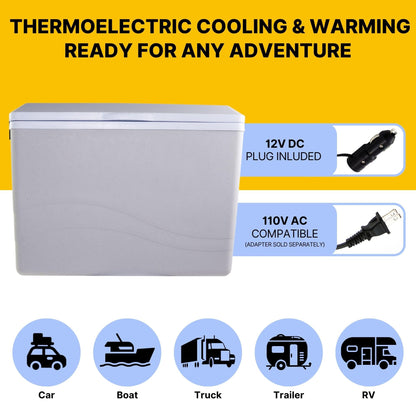 Koolatron 12V Iceless Cooler & Warmer – Portable Electric Cooler / Nevera Portátil Eléctrica for Car Truck Camper Boat, Hard Sided Mini Fridge for Camping Picnic Travel Lunch Food Drinks Office 36 qt