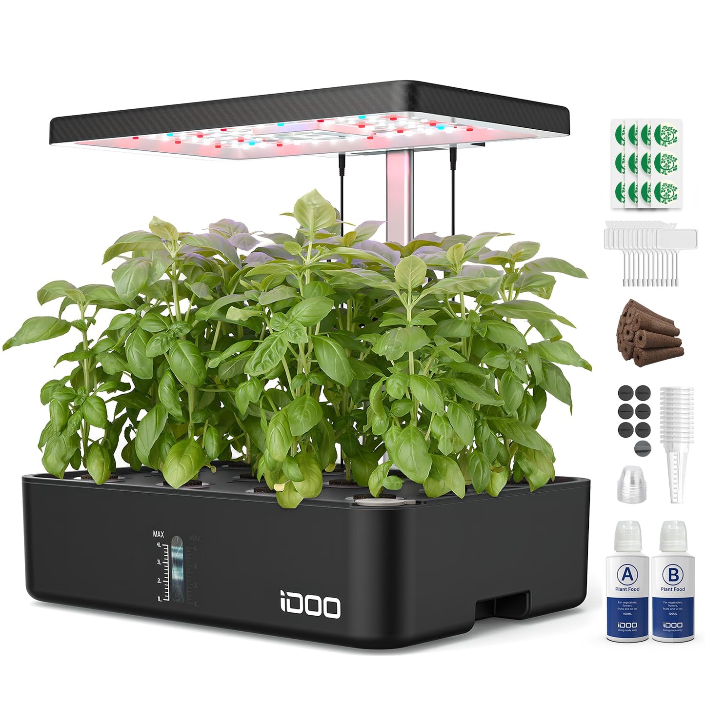 iDOO Mothers Day Gifts, Hydroponics Growing System Kit 12Pods, Indoor Herb Garden, with LED Grow Light, Built-in Fan, Auto-Timer, Adjustable Height Up to 11.3", for Home School Office, Gifts for Women