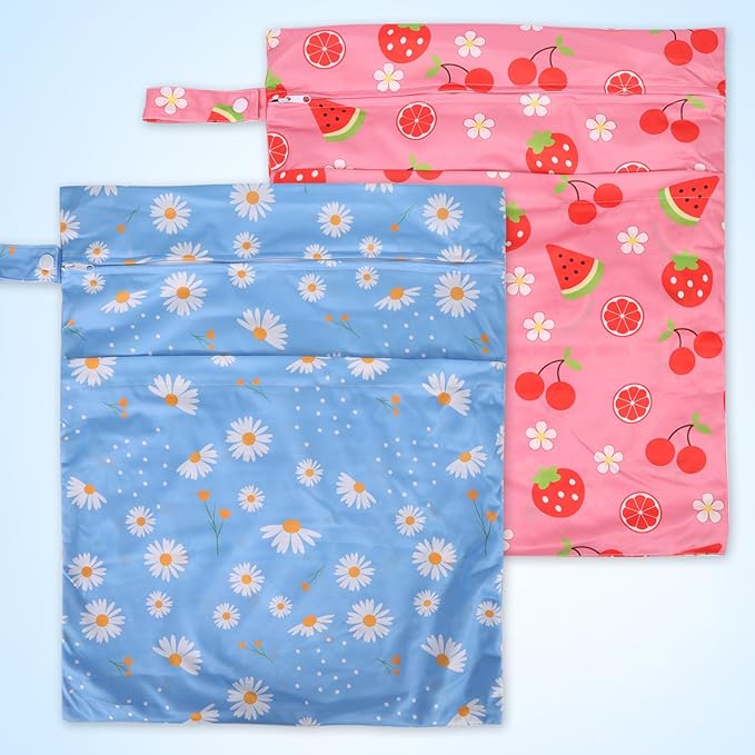 2pcs Travel Waterproof Laundry Bag, Cloth Diaper Wet Dry Bags