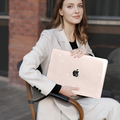 MOSISO Compatible with MacBook Air 13 inch Case M1 2021 2020-2018 A2337 A2179 A1932, Sparkly Glitter Hard Shell for MacBook Air M1 Case 13.3 inch &Keyboard Cover&Screen Protector&Pouch, Chalk Pink