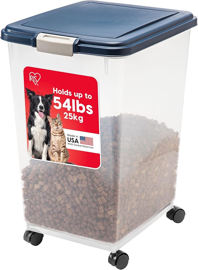 IRIS USA Dog Food Storage Container, Attachable Wheels,