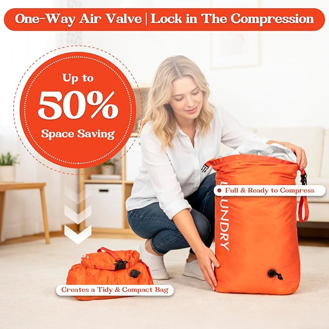 Travel Laundry Bag, Vacuum Compression Dirty Clothes Travel Bag, Waterproof