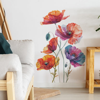 TUOKING Painted Flowers Wall Stickers Decor Removable Wall Murals Peel and Stick Wall Art Decal Home Decor for Kitchen,Bedroom,Living Room(fun-c42)