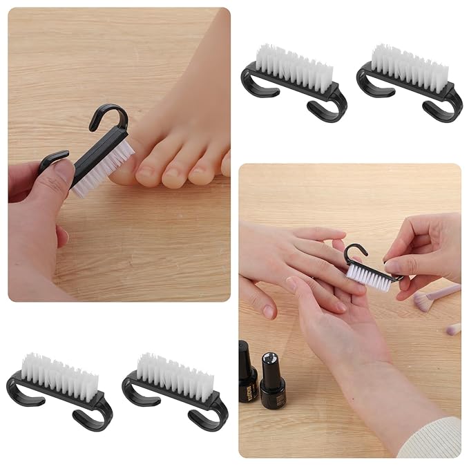 20 PCS Handle Grip Nail Brush Cleaner Black Nail Cleaning Brush Nylon