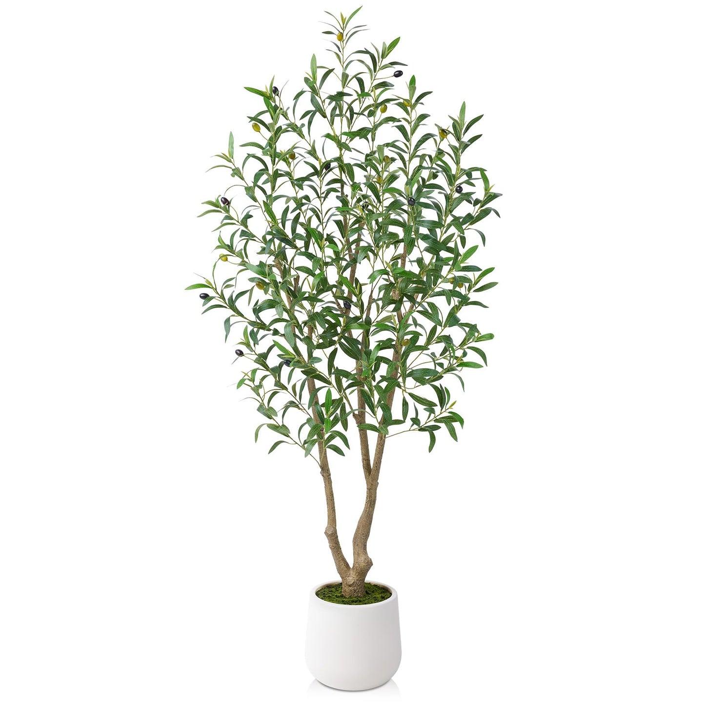 VeriNatural Artificial Olive Tree 5FT, Fake Plants Indoor - Potted Faux Olive Tree with Relistic Leaves and White Planter - Tall Faux Plant for Home Office Living Room Decor