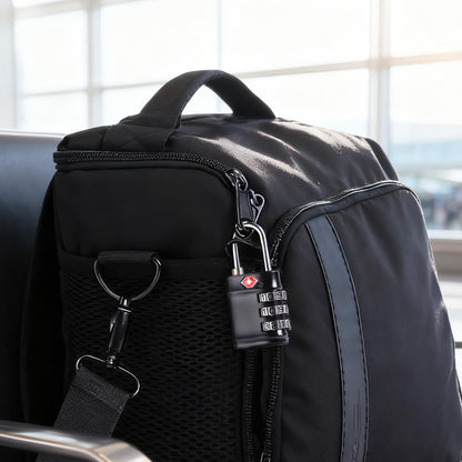 TSA Approved Combination Lock - Compact & Durable Luggage Locks, 3-Digit Resettable Password for Travel, Gym Lockers, Cabinets, Black