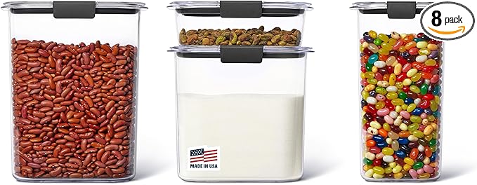 Rubbermaid Brilliance Pantry Food Storage Container Set, Airtight & Leak-Proof