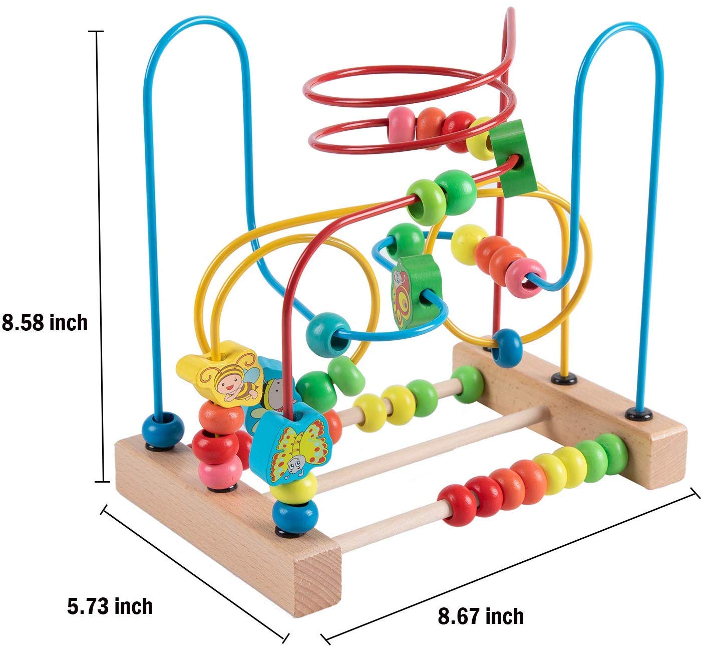 Jacootoys Toddlers Bead Maze Roller Coaster Animal Circle Toys Educational Abacus Beads Game for Boys Girls Baby Gift