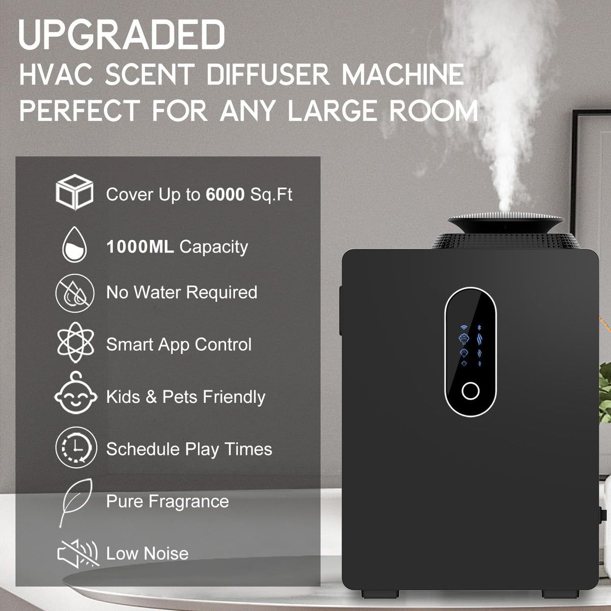 2026 Upgraded HVAC Scent Diffuser Machine Cover 6000 Sq.Ft With Wi-Fi Control for Large Room, 1000ml Scent Air Machine For Home, Waterless Cold Air Aromatherapy Essential Oil Diffuser for Hotel,Office