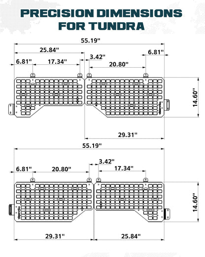 Trumgeta Heavy-Duty Side Bed MOLLE Panel Fit for 2007-2021 Toyota Tundra, Military-Grade Aluminum Truck Bed Storage Panel, 300lbs Load Capacity