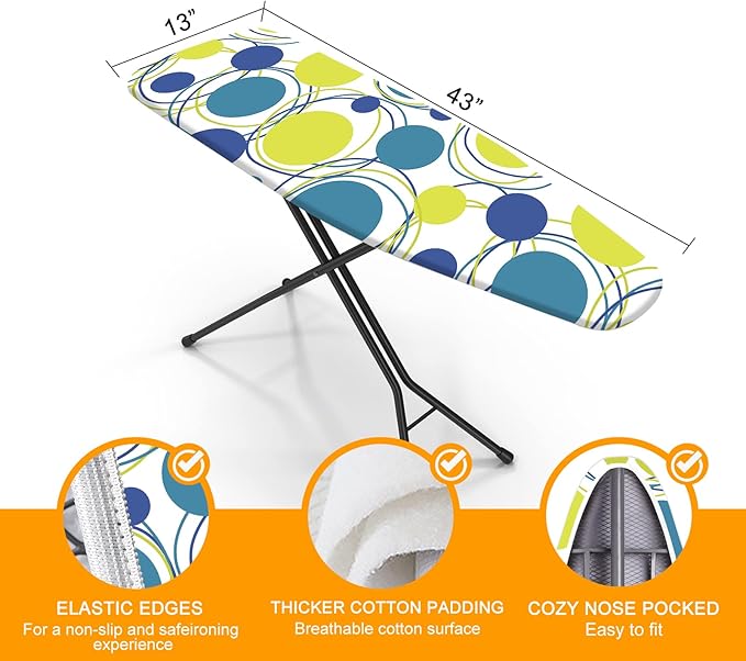Ironing Board Cover and Pad, Standard Size 12" x 42" Iron Board Replacement