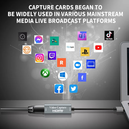 video capture card, Papeaso 4K HDMI to USB capture card, Full HD 1080p video capture device, HDMI Video Game Capture for Editing Video/Games/Streaming/Online Teaching(silver)
