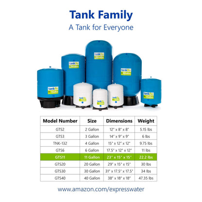 tankRO – RO Water Filtration System Expansion Tank – 11 Gallon Water Tank – Large Reverse Osmosis Water Storage Pressure Tank