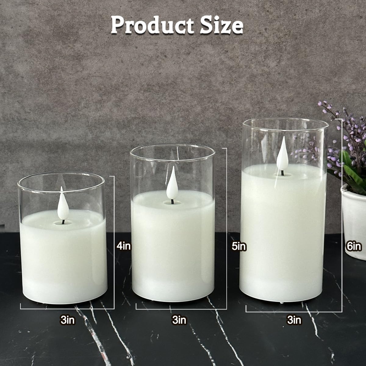 LEDHOLYT Rechargeable Flameless Glass Pillar Candles–Gifts for Women,–Set of 3, Realistic Flickering LED Flame,Remote & Timer, Ideal for Living Room, Bedroom & Halloween Festival Home Party Decor