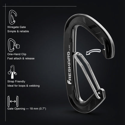 FresKaro Wiregate Carabiner Clip, 15kN Wire Gate Caribeener Heavy Duty, Caribeaner Spring Snap Hook, Strong, Lightweight, 5Pack for one of Each Color,Keychain, Key, Gym, Dog Collar, Outdoor Camping