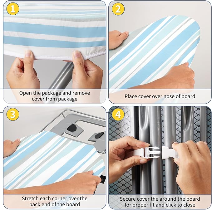 BNDX Ironing Board Cover, Stain Resistant & Durable Scorch, 2 Click Buckles